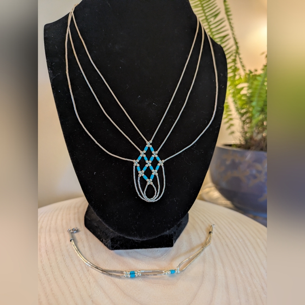 Elegant Blue and Silver Necklace